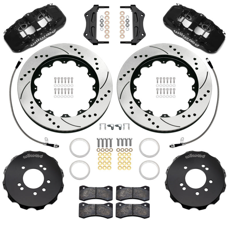 WIL Aero Brake Kit - Wilwood 89-98 Nissan 240SX/89-94 Skyline/90-96 300ZX Aerolite 6R Fr BBK w/ 14in D/S Rotors - Black