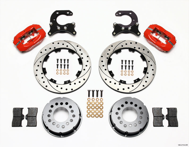 WIL Dynalite Brake Kit - Wilwood Forged Dynalite P/S Rear Kit Drilled Red Big Ford 2.54in Offset