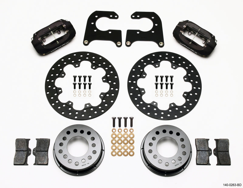 WIL Dynalite Brake Kit - Wilwood Forged Dynalite Rear Drag Kit Drilled Rotor Chev 12 Bolt w C-Clips