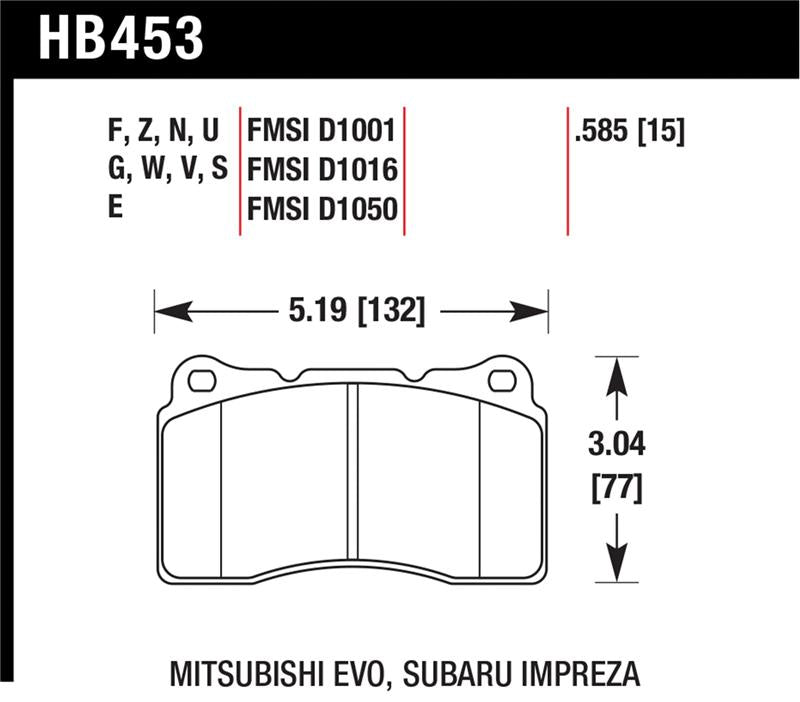 HAWK HPS Brake Pad Sets - Hawk 03-06 Evo / 09-10 Evo X / 04-09 STi / 09-10 Genesis Coupe (Track Only) / 2010 Camaro SS / 08-09
