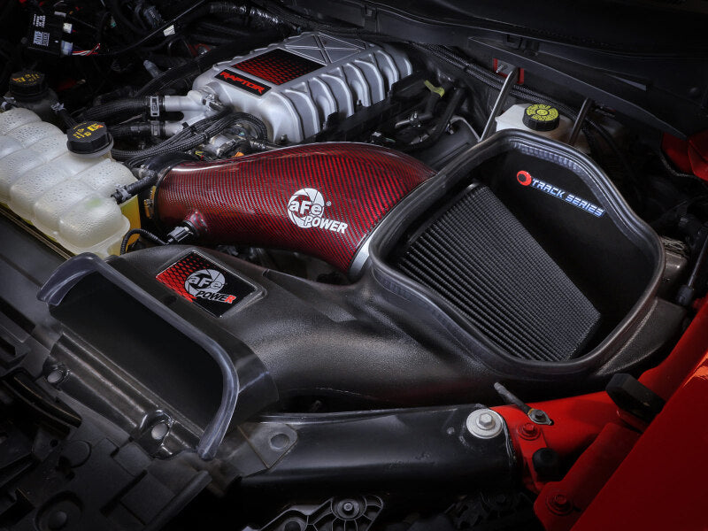 AFE Track Series Intake - aFe 23-24 Ford F150 Raptor R Supercharged Red Carbon Track Series Air Intake w/ P5R Filter (MOQ 24)