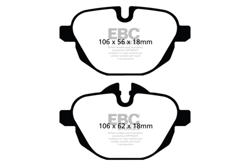 EBC Yellowstuff Brake Pad Sets - EBC 14+ BMW i8 1.5 Turbo/Electric Yellowstuff Rear Brake Pads