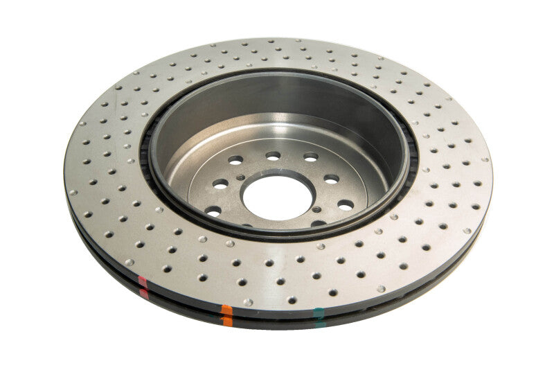DBA 4000 Series Drilled Rotors - DBA 04-17 Subaru WRX STi Rear Cross Drilled/Dimpled 4000 XD Series Rotor