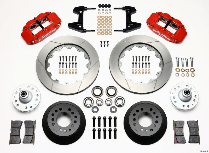 WIL Superlite Brake Kit - Wilwood Narrow Superlite 6R Front Hub Kit 14.00in Red 74-80 Pinto/Mustang II Disc Spindle only