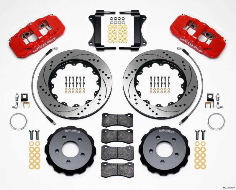 WIL Aero Brake Kit - Wilwood AERO6 Front Hat Kit 14.25 Drilled Red 2008-2009 Pontiac G8 w/Lines