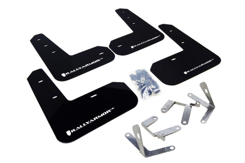 RAL UR Blk Flap/Wht Logo - Rally Armor 13-17 Subaru BRZ/Toyota FR-S Black UR Mud Flap w/White Logo