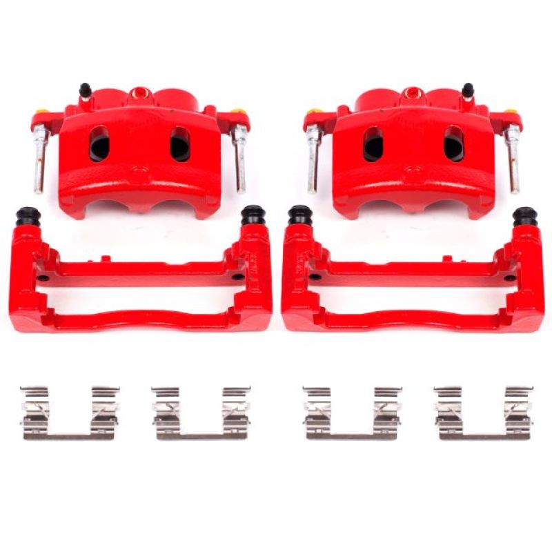 PSB Red Calipers - Power Stop 08-16 Cadillac Escalade Front Red Calipers w/Brackets - Pair