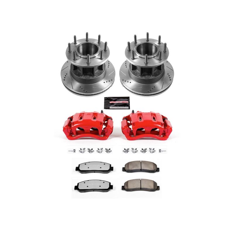 PSB Evolution Drill/Slot Rotor - Power Stop 05-07 Ford F-350 Super Duty Front Z36 Truck & Tow Kit w/Cals