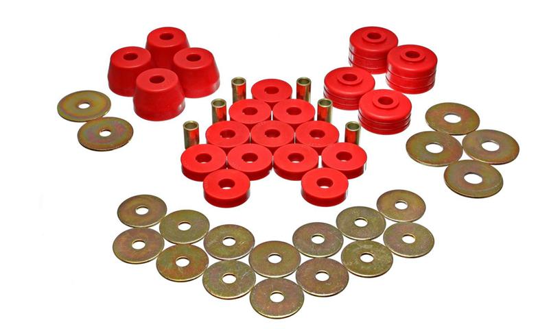 ES Body Mounts - Red - Energy Suspension Body Mount Bushing Sets - Red