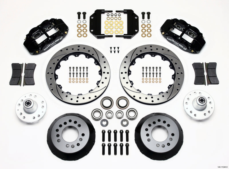 WIL Superlite Brake Kit - Wilwood Narrow Superlite 6R Front Hub Kit 12.88in Drilled Magnum Force Drop Spindle