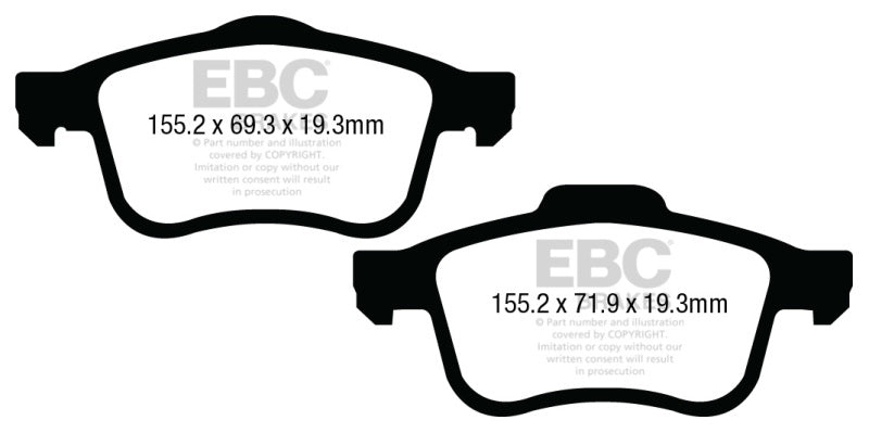 EBC Yellowstuff Brake Pad Sets - EBC 13+ Fiat 500L 1.4 Turbo Yellowstuff Front Brake Pads