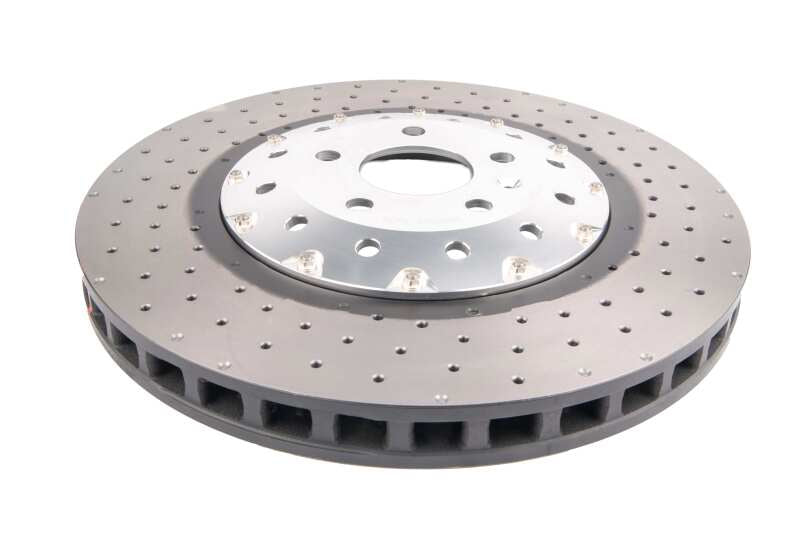DBA 5000 Slot&Drill Rotors - DBA 14-18 Audi RS7 Iron Rotors Front 5000 Series Drilled & Slotted Rotor w/Silver Hat