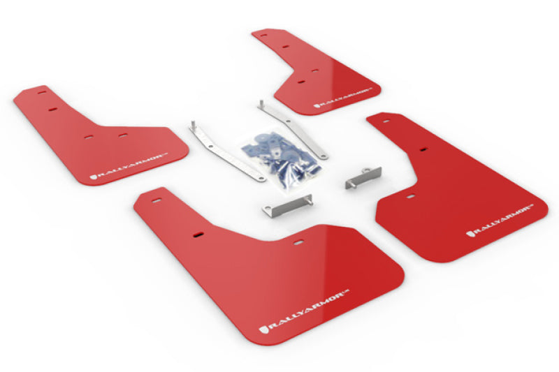 RAL UR Red Flap/Wht Logo - Rally Armor 19-21 Subaru Forester Red UR Mud Flap w/ White Logo