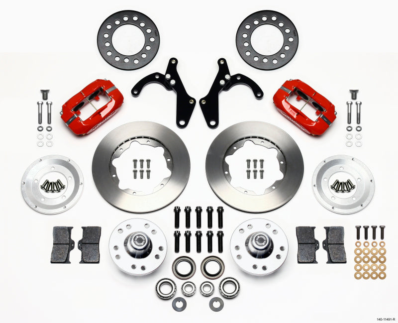 WIL Dynalite Brake Kit - Wilwood Forged Dynalite Front Kit 11.00in Red 55-57 Chevy