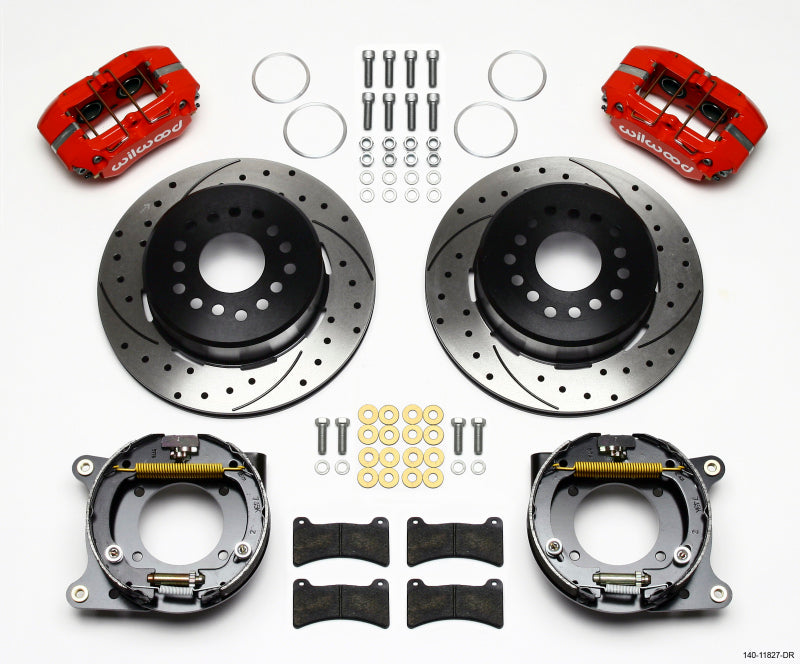 WIL Dynapro Brake Kit - Wilwood Dynapro Low-Profile 11.00in P-Brake Kit Drill-Red Impala 59-64 / Corvette 57-62