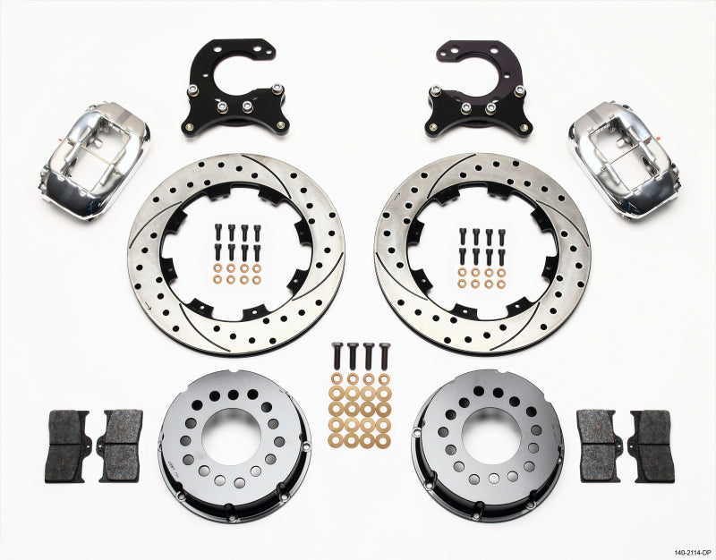 WIL Dynalite Brake Kit - Wilwood Forged Dynalite P/S Rear Kit Drilled Polished Big Ford 2.54in Offset