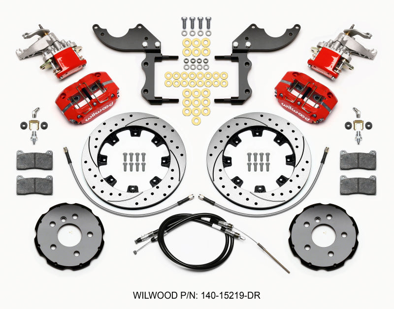 WIL Dynapro Brake Kit - Wilwood Dynapro Radial4 / MC4 Rear Kit 12.19 Drilled Red 2014-2015 Mini Cooper w/Lines & Cables