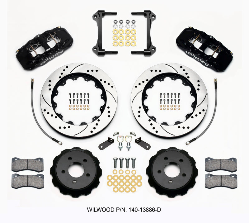 WIL Aero Brake Kit - Wilwood AERO6 Front Hat Kit 14.00 Drilled 15-23 Mustang w/Lines
