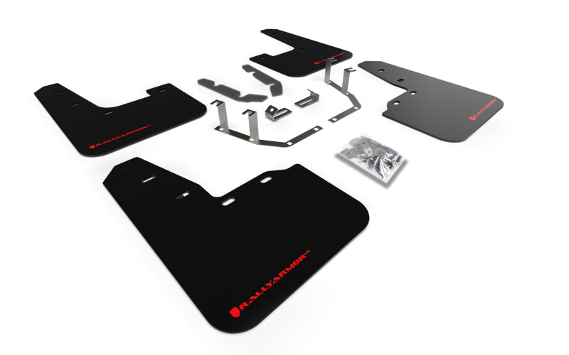 RAL UR Blk Flap/Rd Logo - Rally Armor 18-23 Ford Fiesta ST MK8 Black UR Mud Flap w/Red Logo