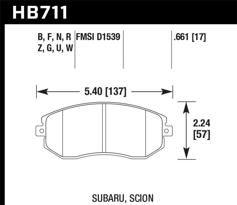 HAWK HP+ Brake Pad Sets - Hawk 13 Subaru BRZ / 13 Scion FR-S HP Plus Front Street Brake Pads