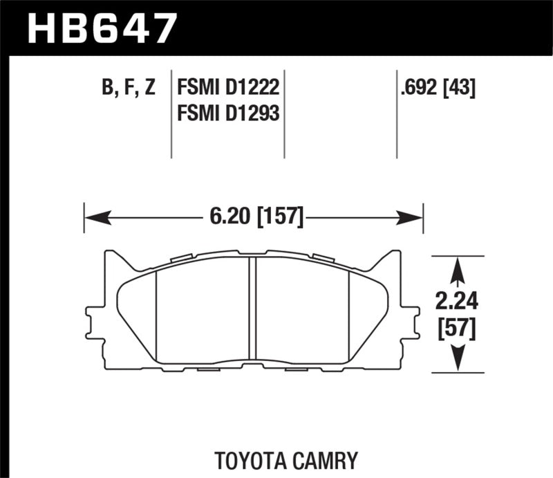 HAWK HPS Brake Pad Sets - Hawk 10 Lexus ES350 / 07-11 Toyota Camry SE/XLE HPS Street Front Brake Pads