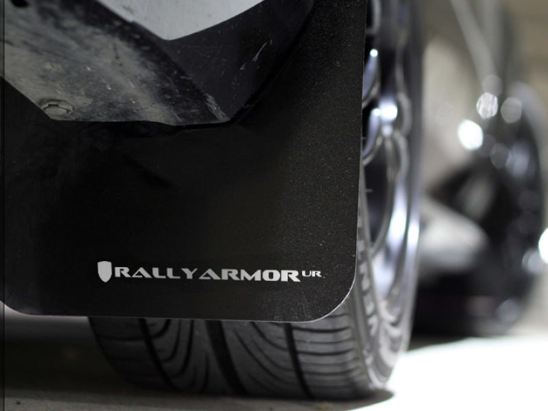RAL UR Blk Flap/Wht Logo - Rally Armor 08-10 Subaru WRX / 08-11 Impreza 2.5i (Hatch/Sedan) Black UR Mud Flap w/White Logo