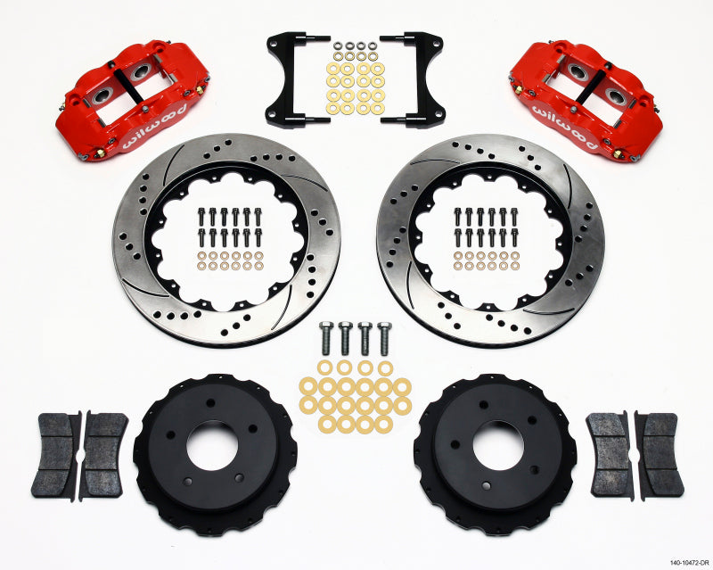 WIL Superlite Brake Kit - Wilwood Narrow Superlite 4R Rear Kit 14.00in Drill Red 65-82 Corvette C2/C3