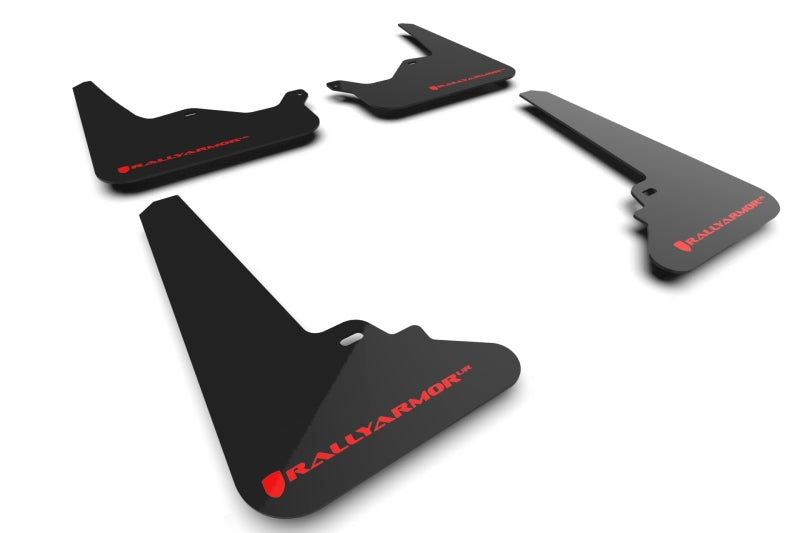 RAL UR Blk Flap/Rd Logo - Rally Armor 21-25 Tesla Model S / S Plaid Black UR Mud Flap w/Red Logo
