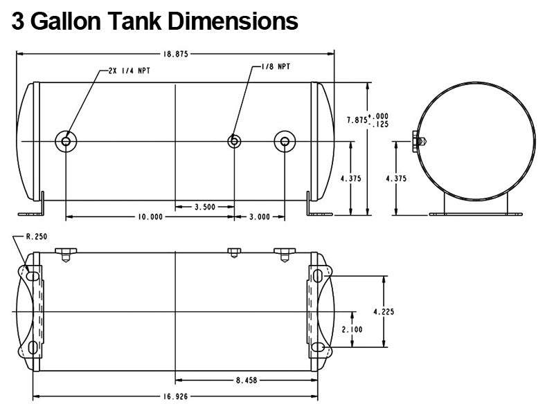 RID Compressor Kits - Ridetech 3 Gallon 4-Way Analog Air Ride Compressor Leveling System