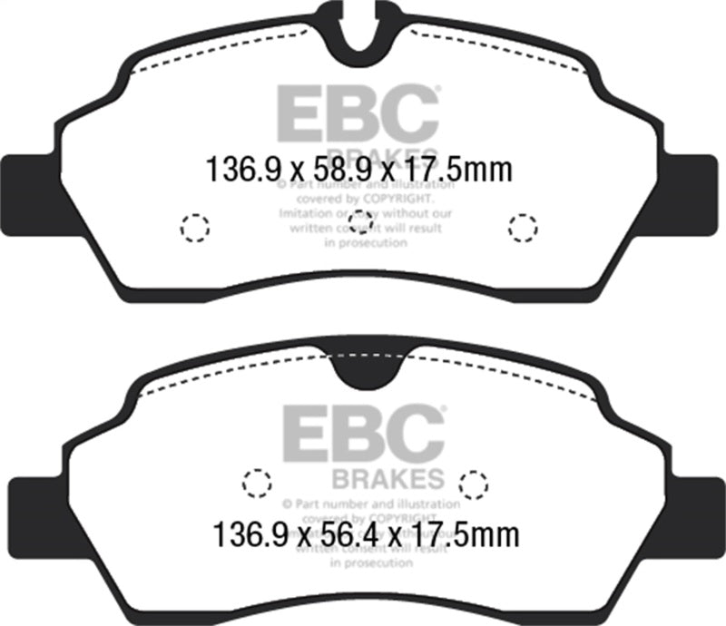 EBC Ultimax2 Brake Pad Sets - EBC 15+ Ford Transit 2.2 TD Ultimax2 Rear Brake Pads