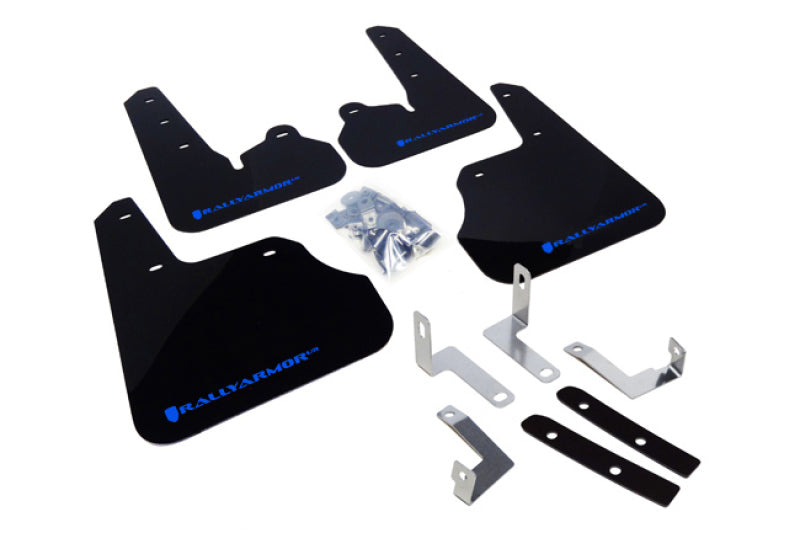 RAL UR Blk Flap/Blue Logo - Rally Armor 12-16 Subaru Impreza 4D/5D Black UR Mud Flap w/Blue Logo