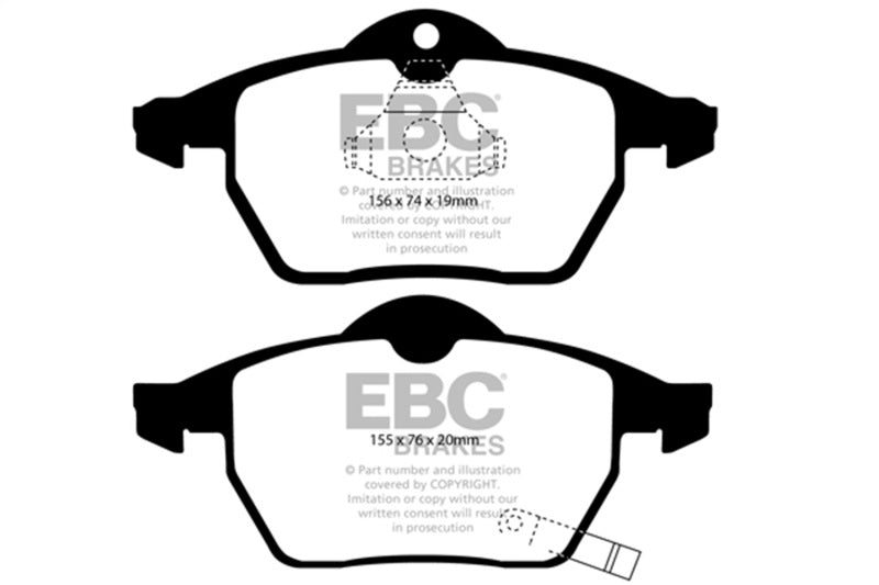 EBC Yellowstuff Brake Pad Sets - EBC 99-02 Saab 9-3 2.0 Turbo Yellowstuff Front Brake Pads