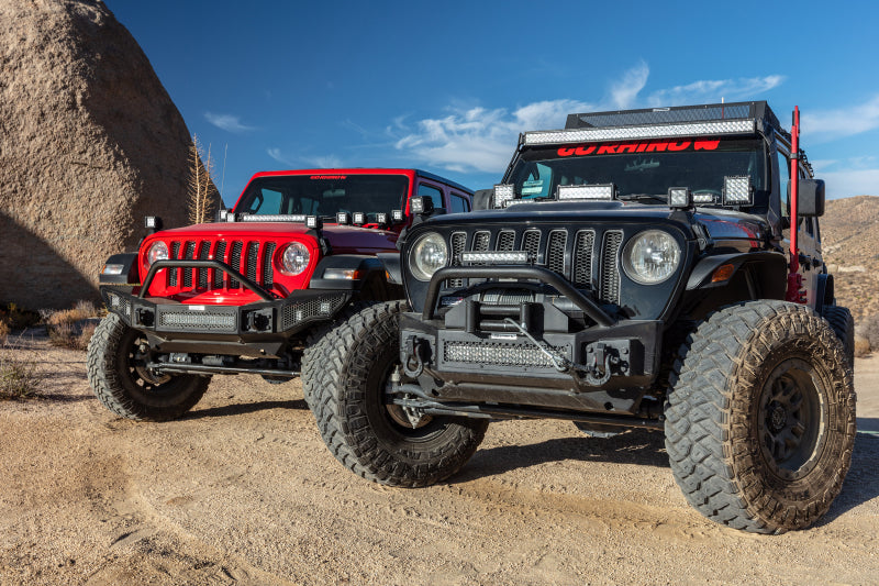 GOR Rockline Bumper - Go Rhino 07-20 Jeep Wrangler JL/JLU/JK/JKU/Gladiator JT Rockline Front Stubby Bumper w/ Overrider