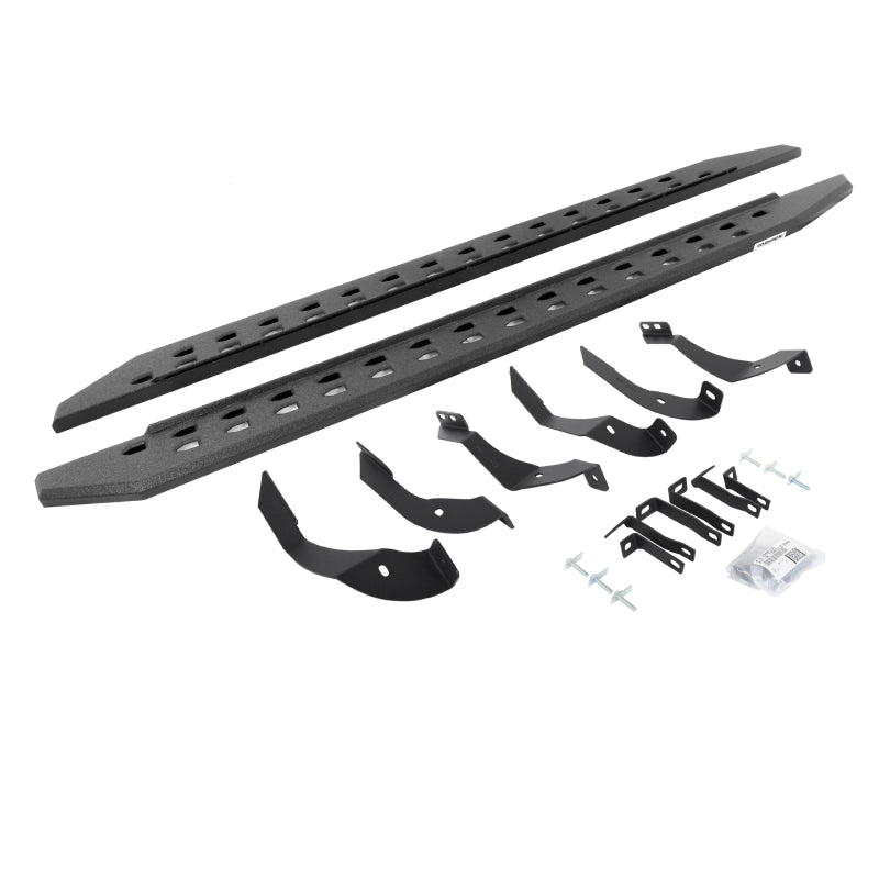 GOR RB20 Slim Running Boards - Go Rhino 15-19 GMC Sierra 2500/3500HD CC Dsl RB20 Slim Running Boards Kit (w/Brackets) - Bedliner Ct