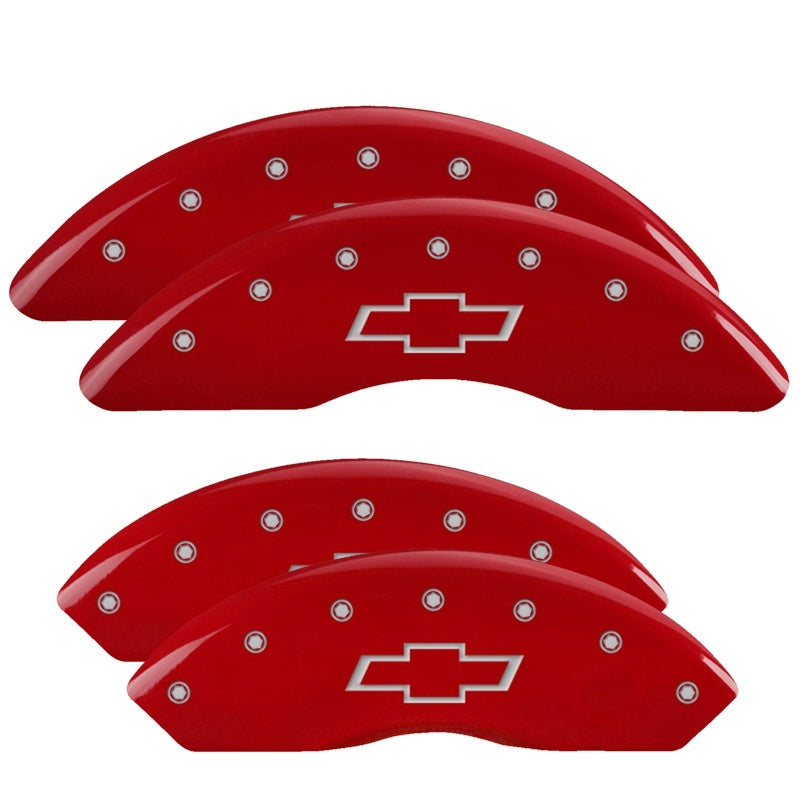 MGP Caliper Covers 4 Logo - MGP 4 Caliper Covers Engraved Front & Rear Bowtie Red finish silver ch
