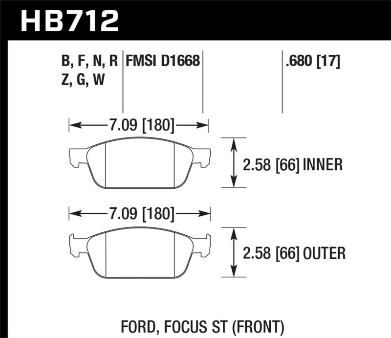 HAWK HP+ Brake Pad Sets - Hawk 13 Ford Focus HP+ Front Street Brake Pads
