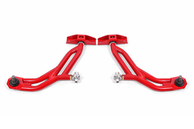 BMR Control Arms - BMR 10-14 Ford Mustang Adj. Lower A-Arms w/ Delrin/Rod End / 19mm Tall Ball Joint - Red
