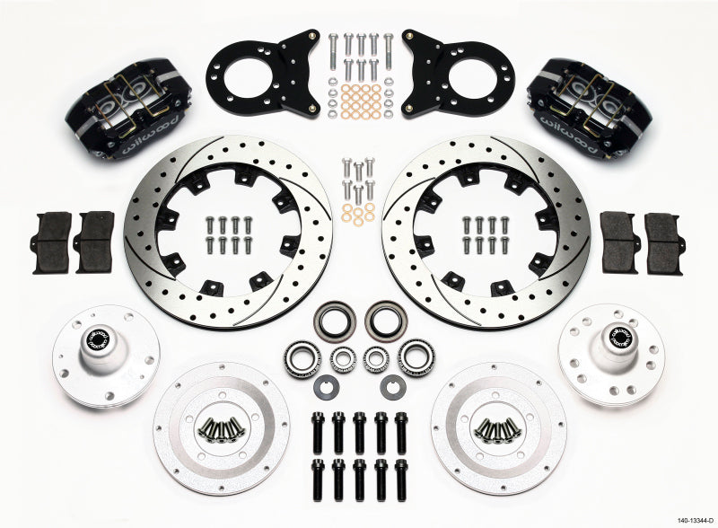 WIL Dynapro Brake Kit - Wilwood Dynapro Dust-Boot Front Kit 12.19in Drilled 1965-1969 Mustang Disc & Drum Spindle