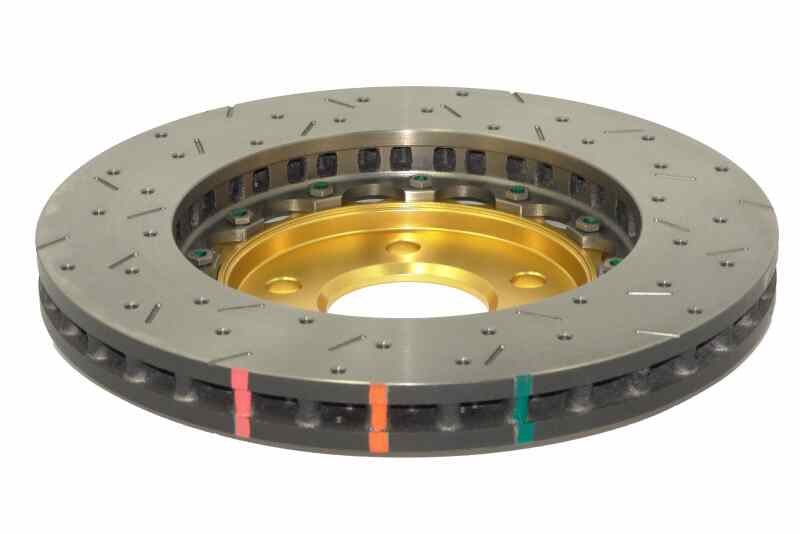 DBA 5000 Slot&Drill Rotors - DBA 05-10 Ford Mustang GT / 11-13 V6 Front Drilled & Slotted 5000 Series 2 Piece Rotor w/ Gold Hat