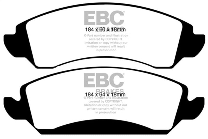 EBC Yellowstuff Brake Pad Sets - EBC 09-14 Cadillac Escalade 6.0 Hybrid Yellowstuff Front Brake Pads