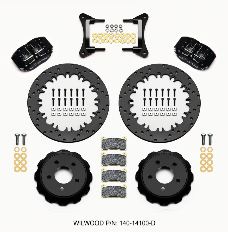 WIL Dynapro Brake Kit - Wilwood Dynapro Radial Front Drag Kit 12.90in Drilled 15-23 Mustang