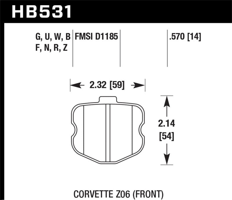 HAWK HPS 5.0 Brake Pad Sets - Hawk 2010-2013 Chevrolet Corvette Grand Sport HPS 5.0 Front Brake Pads
