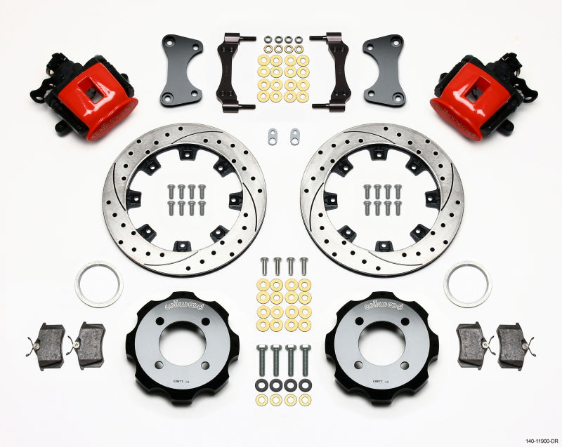 WIL Parking Brake Brake Kit - Wilwood Combination Parking Brake Rear Kit 11.75in Drilled Red 2011 Fiesta Rear