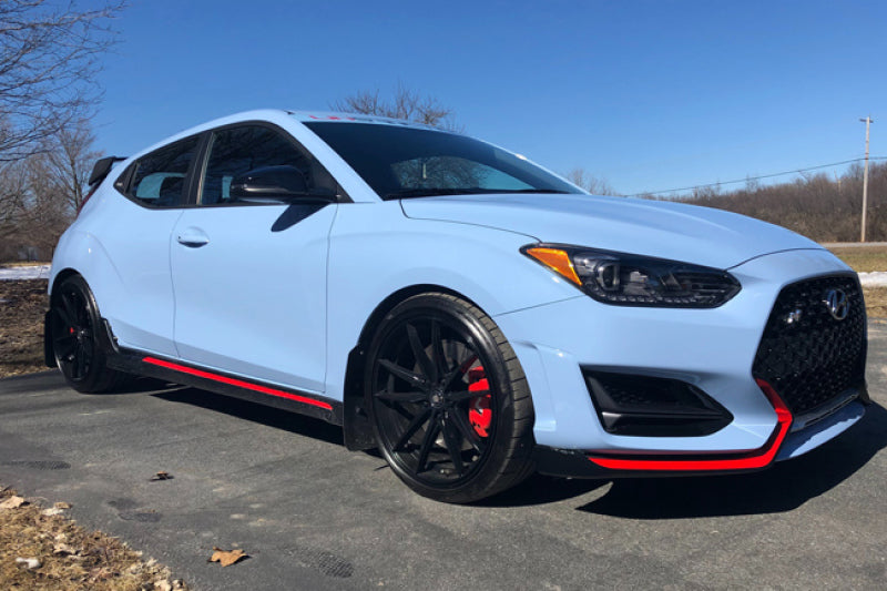 RAL UR Red Flap/Wht Logo - Rally Armor 19-22 Hyundai Veloster N Red UR Mud Flap w/ White Logo