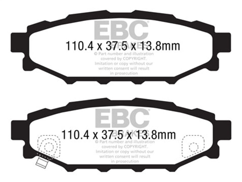 EBC Greenstuff Brake Pad Sets - EBC 12+ Subaru BRZ 2.0 (solid rear rotors) Greenstuff Rear Brake Pads