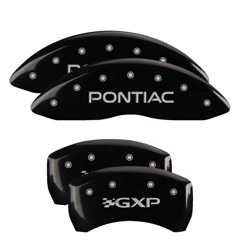MGP Caliper Covers 4 Logo - MGP 4 Caliper Covers Engraved Front Pontiac Engraved Rear GXP Black finish silver ch