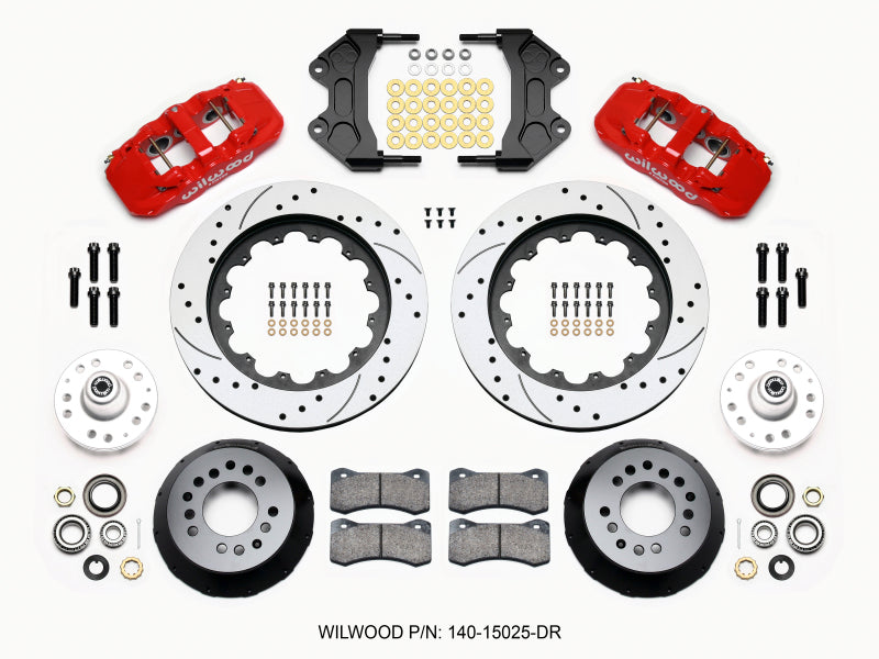 WIL Aero Brake Kit - Wilwood AERO6 Front Hub Kit 15.00 Drilled-Red WWE ProSpindle