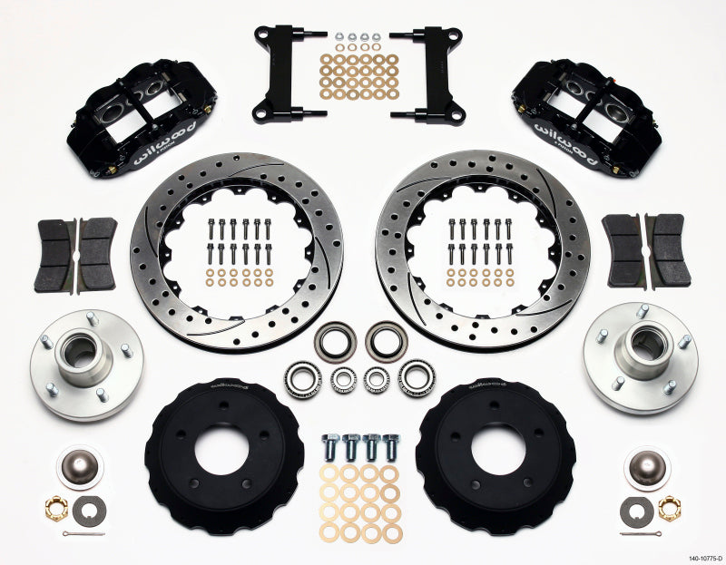 WIL Superlite Brake Kit - Wilwood Narrow Superlite 6R Front Hub Kit 13.06in Drilled Chevy C-10 60-87 CPP Drop Spindle