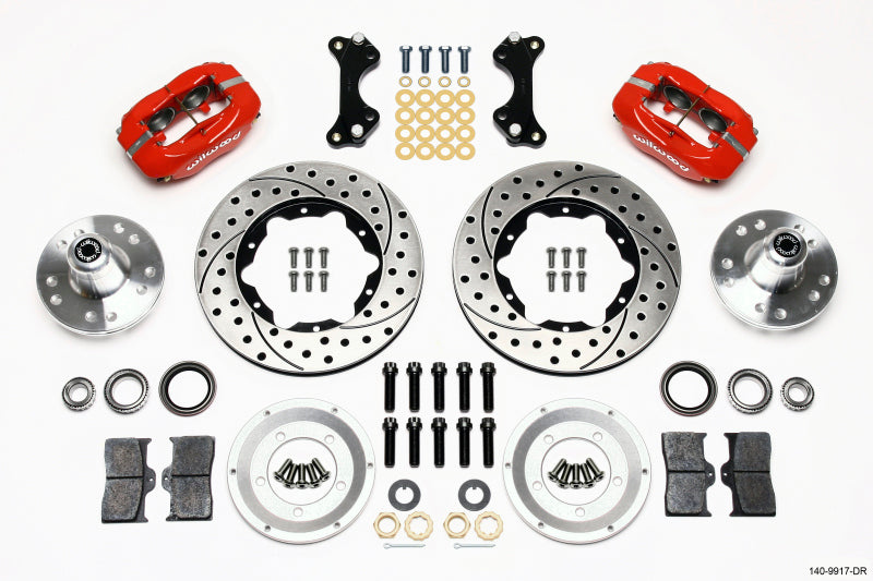 WIL Dynalite Brake Kit - Wilwood Forged Dynalite Front Kit 11.00in Drilled-Red WWE ProSpindle