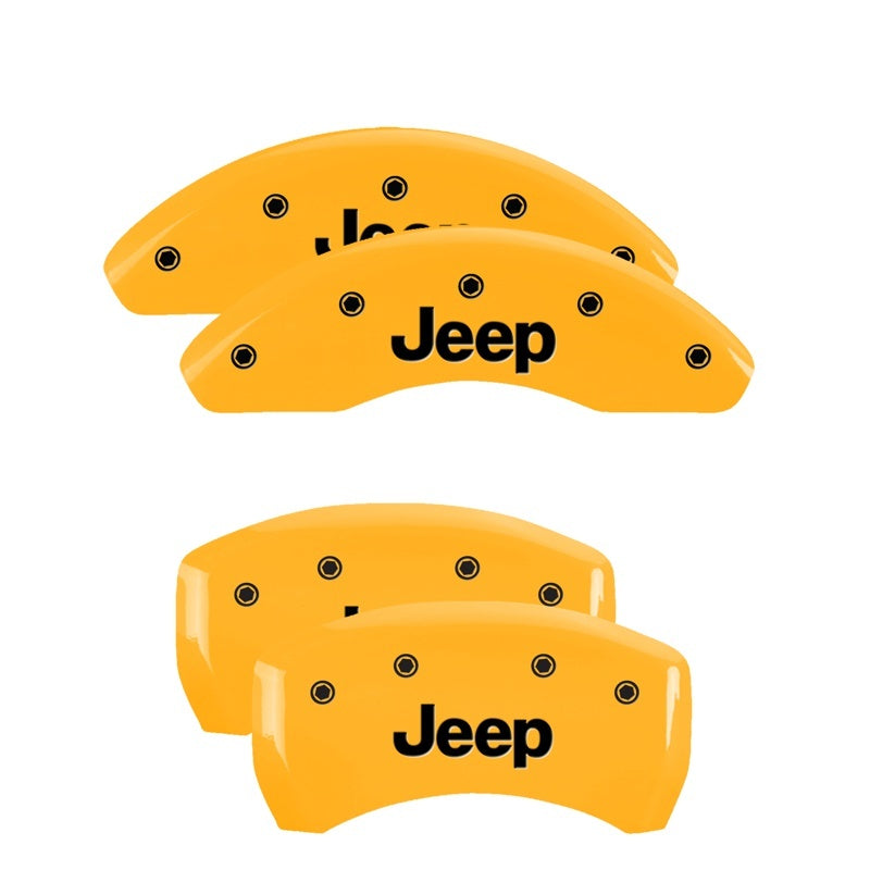 MGP Caliper Covers 4 Logo - MGP 4 Caliper Covers Engraved Front & Rear JEEP Yellow finish black ch